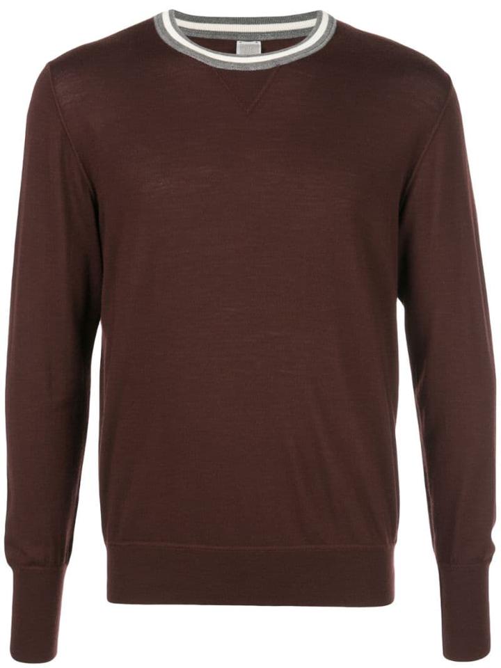 Eleventy Crew Neck Knit Sweater - Brown