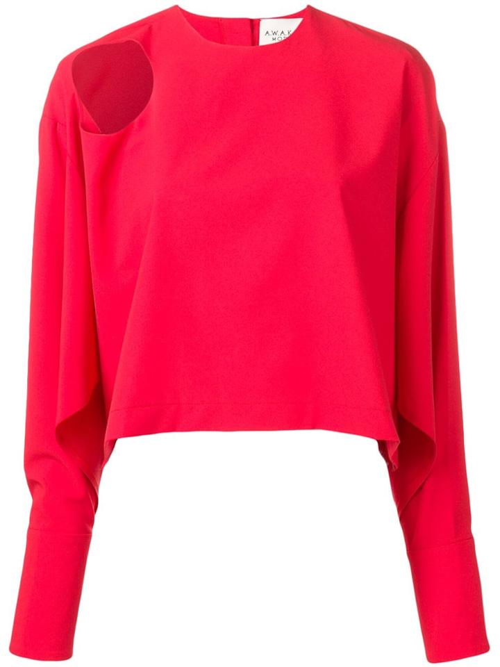 A.w.a.k.e. Cut-out Shoulder Blouse - Red