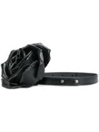 Saint Laurent Floral Embellished Thin Belt - Black