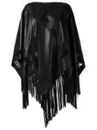 Martha Medeiros Fringed Poncho, Women's, Black, Leather