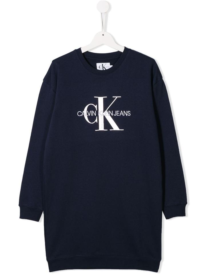 Calvin Klein Kids Teen Logo Sweatshirt Dress - Blue