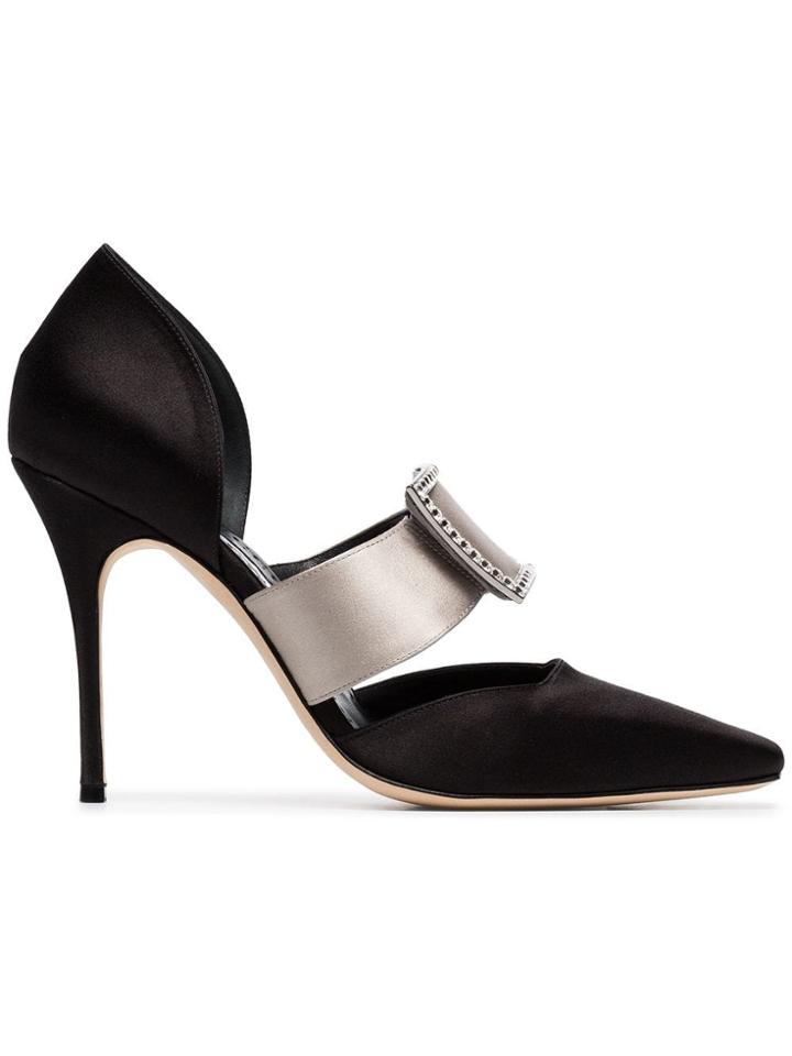 Manolo Blahnik Black And Grey Vasliev 105 Satin Pumps