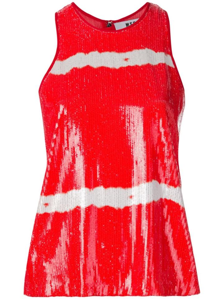 Msgm Sequin Vest Top - Red