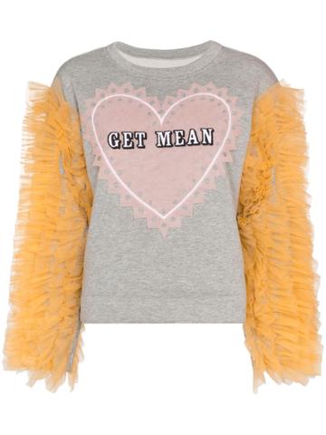 Victor & Rolf Contrast Tulle-sleeve Top - Grey