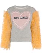 Victor & Rolf Contrast Tulle-sleeve Top - Grey