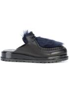 Sacai Fur Panel Mules - Black