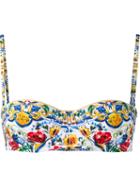 Dolce & Gabbana Majolica Print Bikini Top, Women's, Size: 5, White, Nylon/spandex/elastane/polyurethane