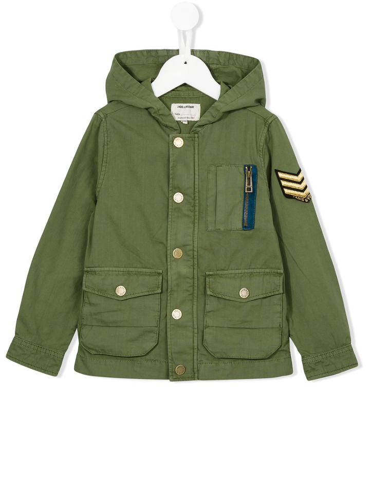 Zadig & Voltaire Kids Military Patch Hooded Jacket, Toddler Boy's, Size: 4 Yrs, Green