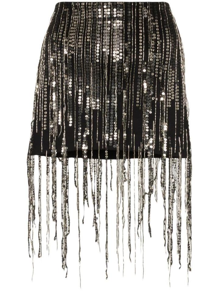 Faith Connexion Sequin Fringed Mini Skirt - Black