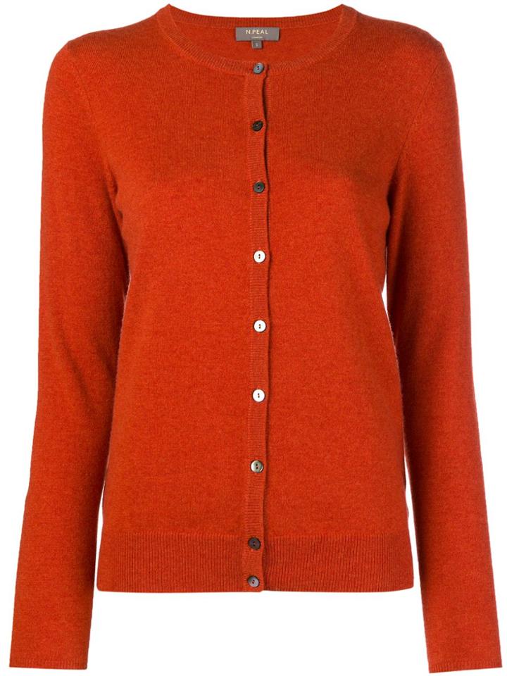 N.peal Round Neck Knitted Cardigan - Yellow & Orange