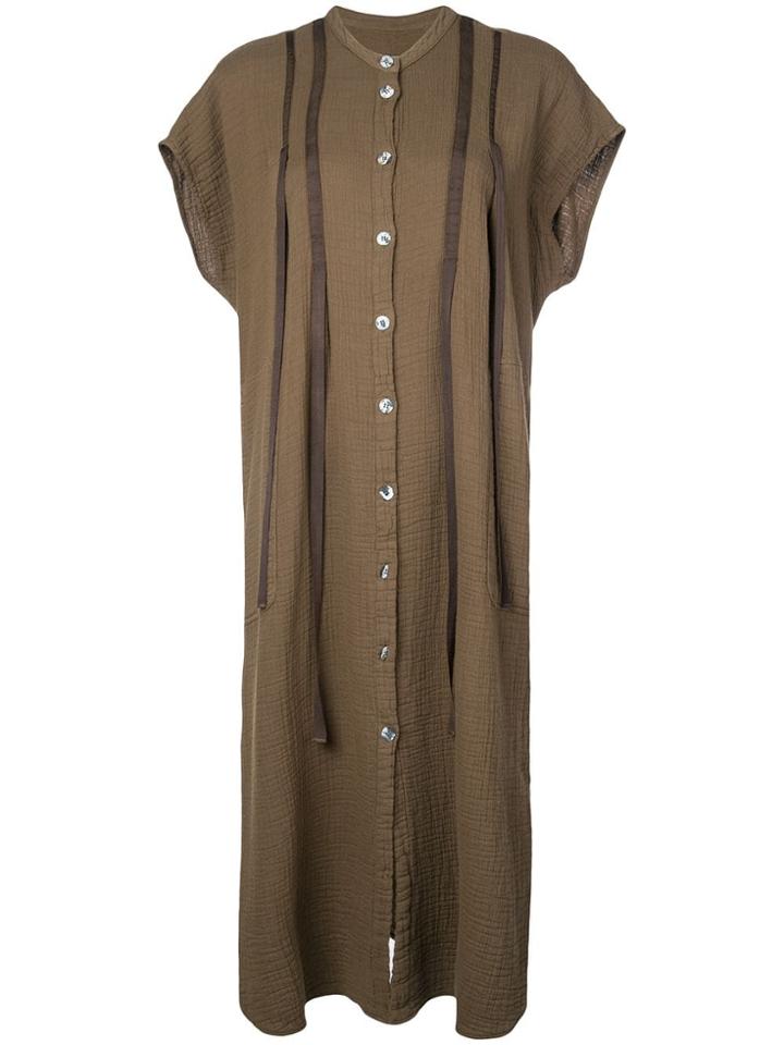 Raquel Allegra Short-sleeve Flared Dress - Brown
