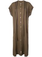 Raquel Allegra Short-sleeve Flared Dress - Brown