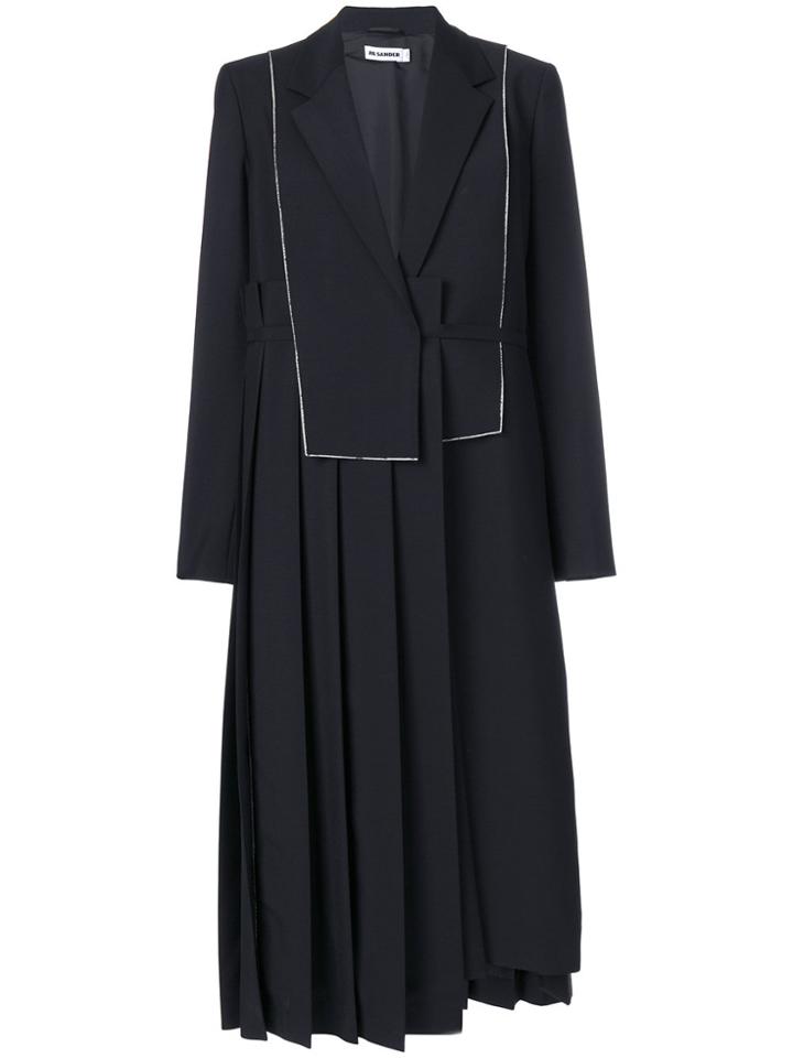 Jil Sander Pleated Tie Waist Coat - Black