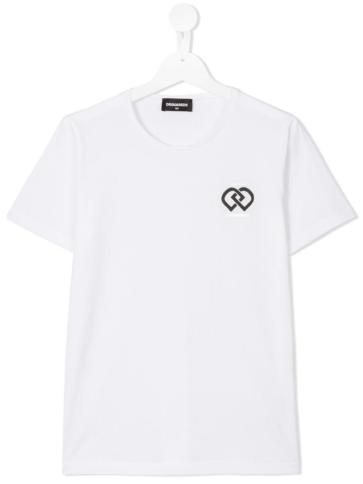 Dsquared2 Kids Chest Logo Print T-shirt, Girl's, Size: 16 Yrs, White
