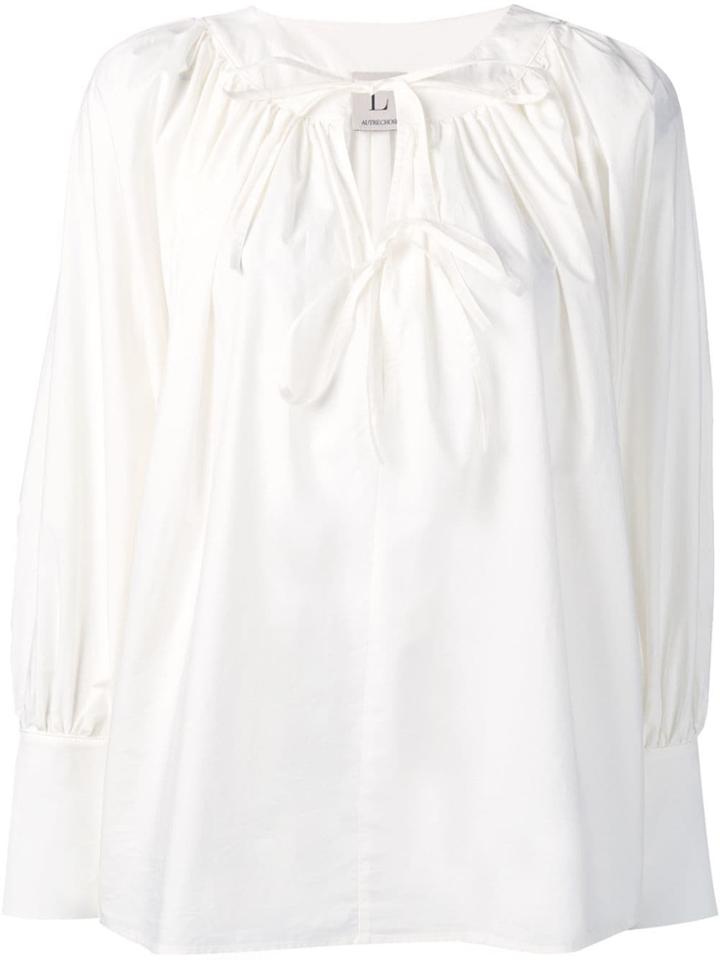 L'autre Chose Tie Neck Georgette Blouse - White