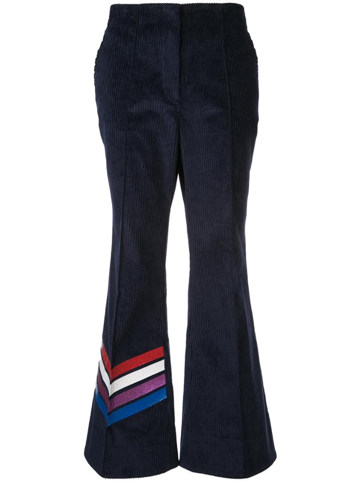 Mira Mikati Chevron Print Corduroy Flares - Blue