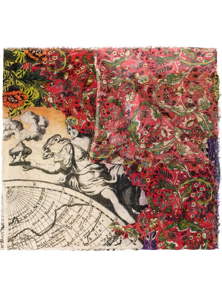 Faliero Sarti Map Print Scarf, Adult Unisex, Silk/modal