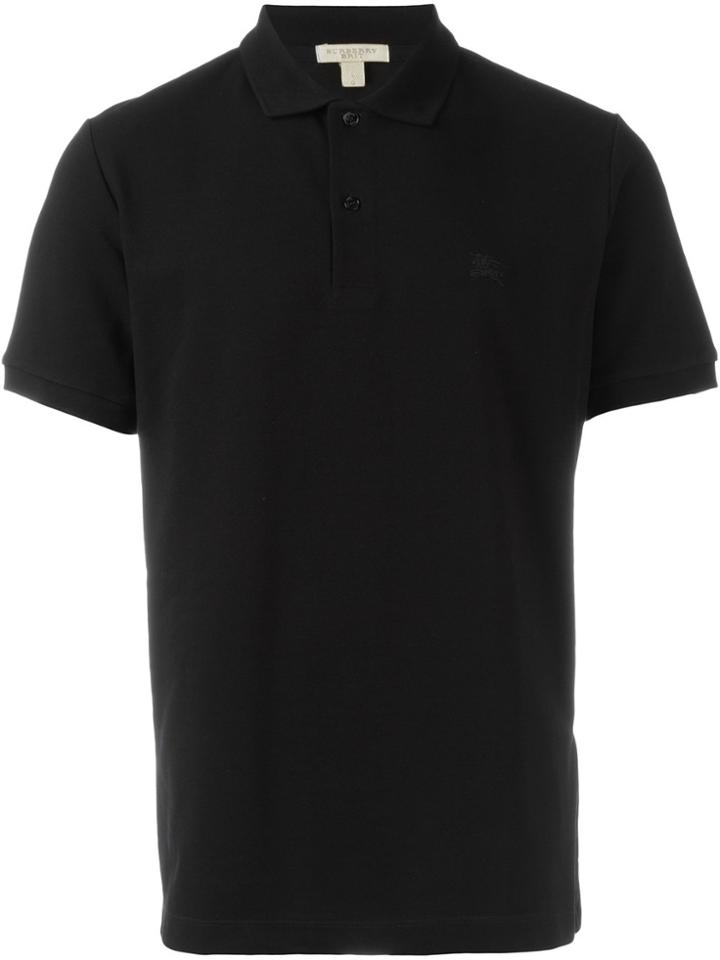 Burberry Check Placket Cotton Polo Shirt - Black