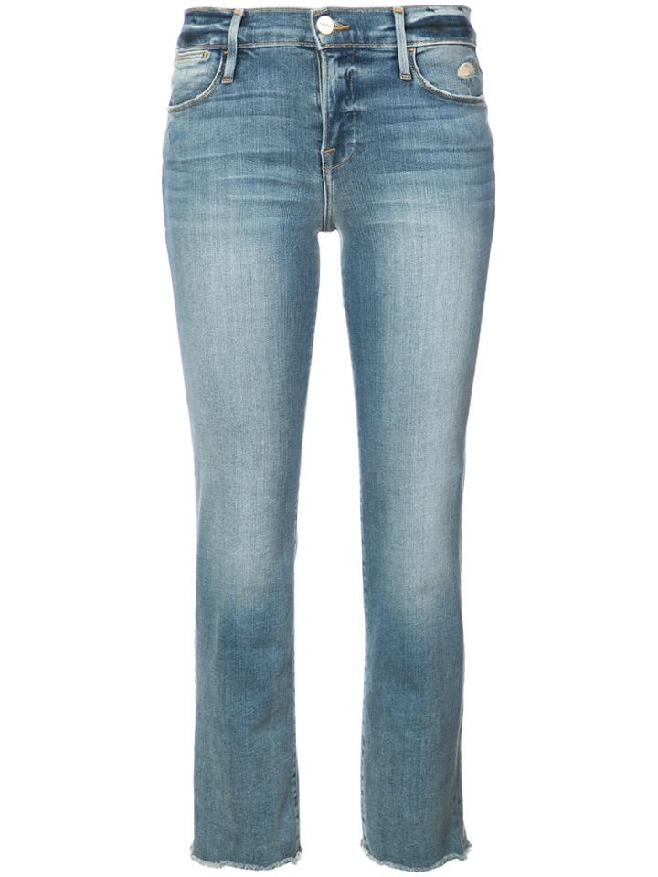 Frame Denim Cropped Straight Leg Jeans - Blue