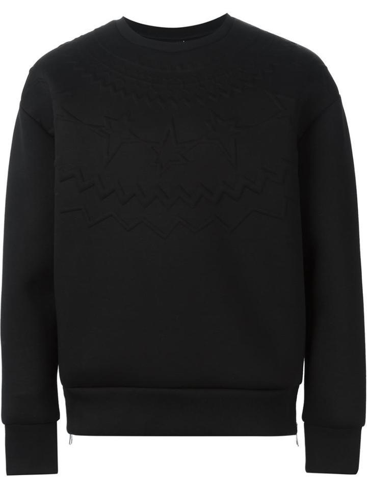Neil Barrett Raised Pattern Sweatshirt, Men's, Size: Large, Black, Viscose/polyurethane