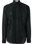 Saint Laurent Signature Yves Collar Shirt, Men's, Size: 42, Black, Cotton