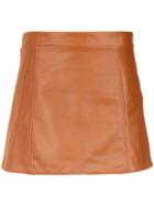 Andrea Bogosian Leather A-line Skirt - Brown