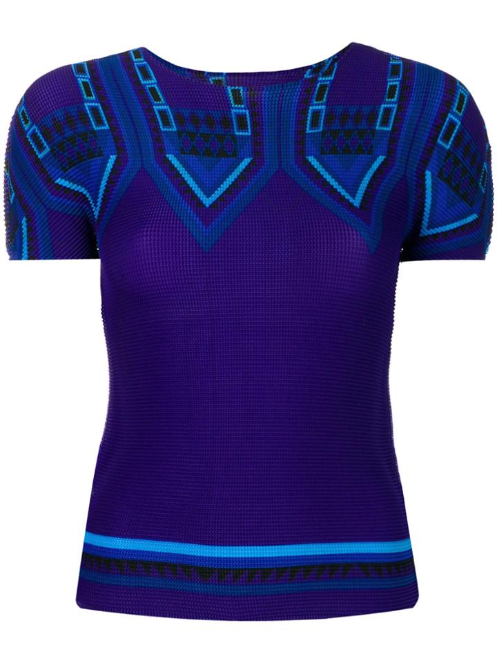 Issey Miyake Cauliflower Front Printed Knitted Top - Blue