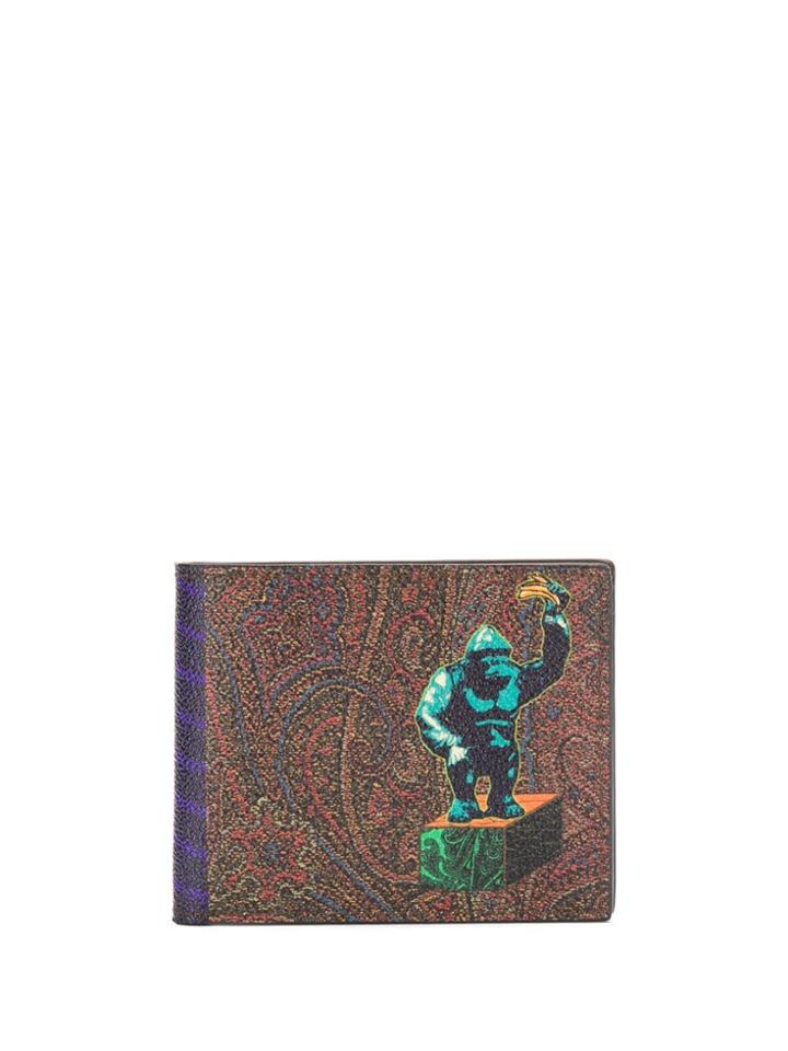 Etro Paisley Print Billfold Wallet - Brown