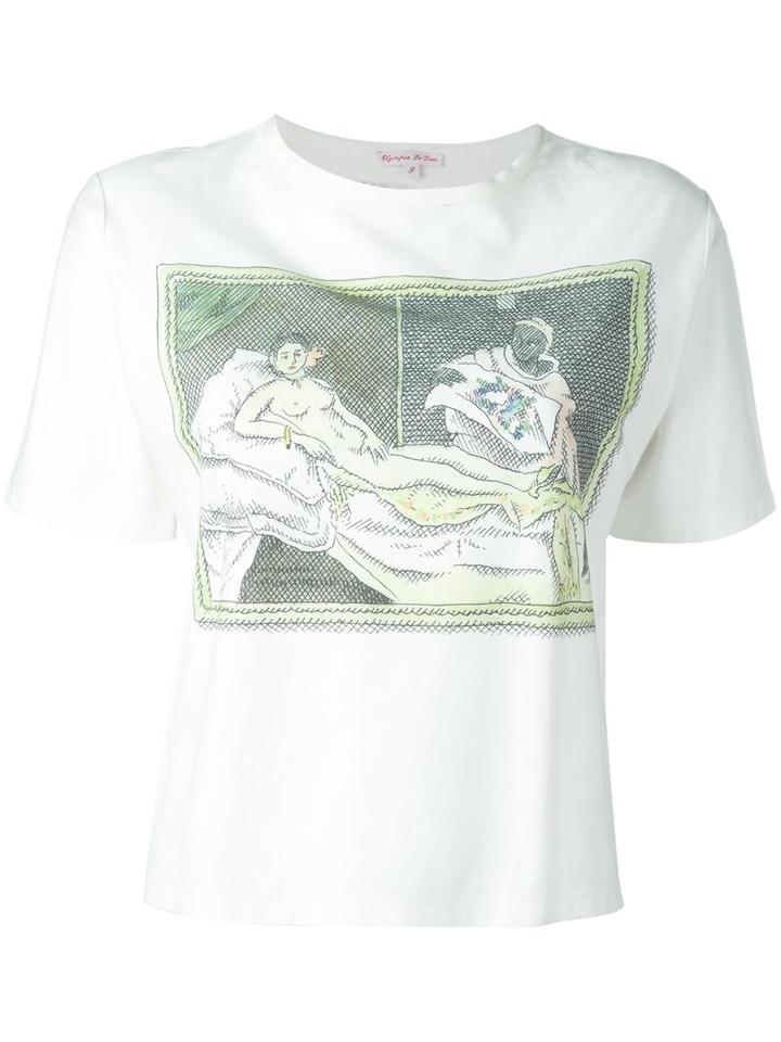 Olympia Le-tan Illustration Print T-shirt, Women's, Size: Large, White, Cotton