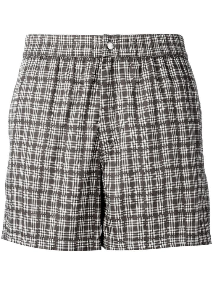 Brioni Checked Swimming Shorts - Brown