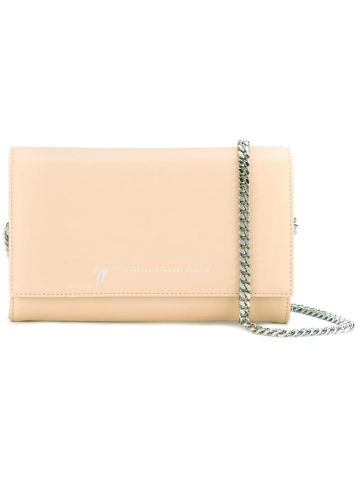 Giuseppe Zanotti Design Chain Strap Clutch, Women's, Nude/neutrals, Leather/metal (other)