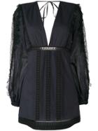 Wandering Plunge Neck Dress - Black