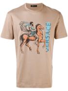 Versace - Pegasus Logo Print T-shirt - Men - Cotton - Xl, Brown, Cotton