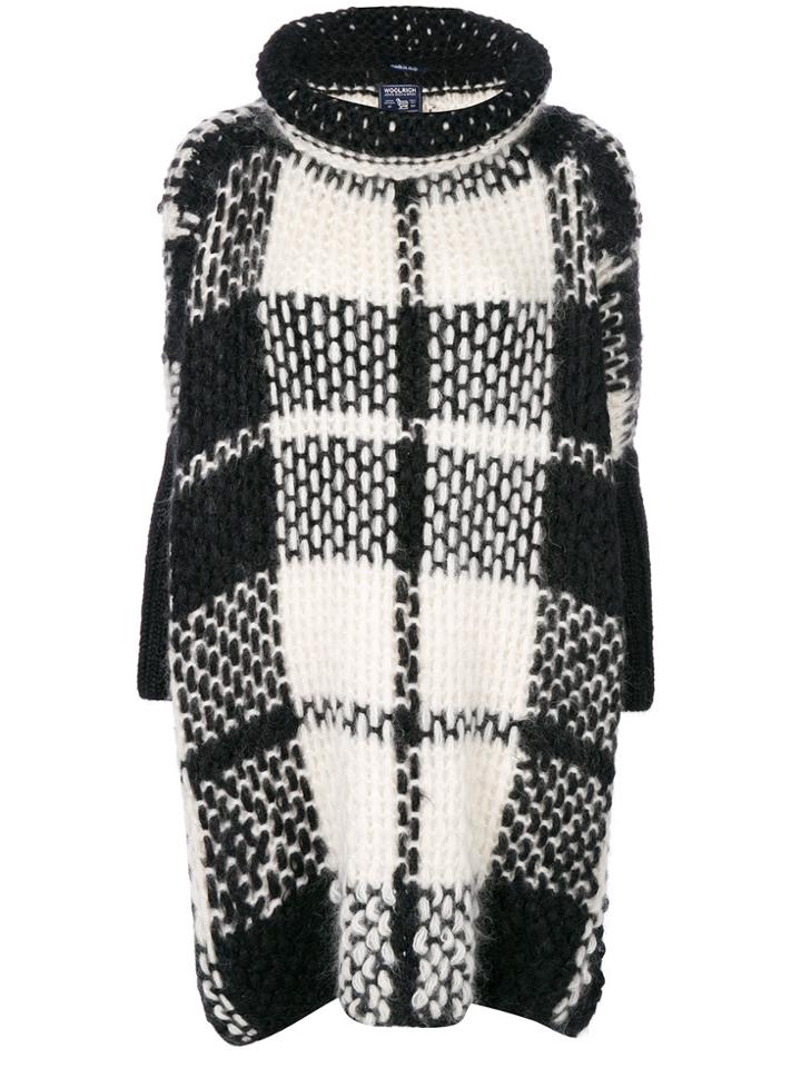 Woolrich Checked Turtle Neck Cape - Black