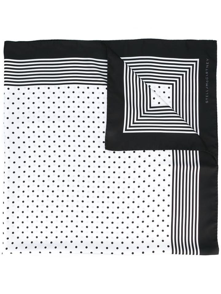 Stella Mccartney - Dotted And Striped Scarf - Women - Silk - One Size, Women's, White, Silk