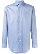 Canali Herringbone Shirt, Men's, Size: 39, Blue, Cotton