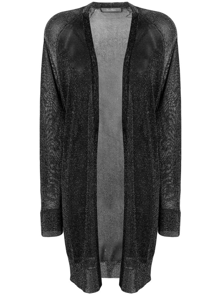 Max Mara Open Front Metallic Cardigan - Black