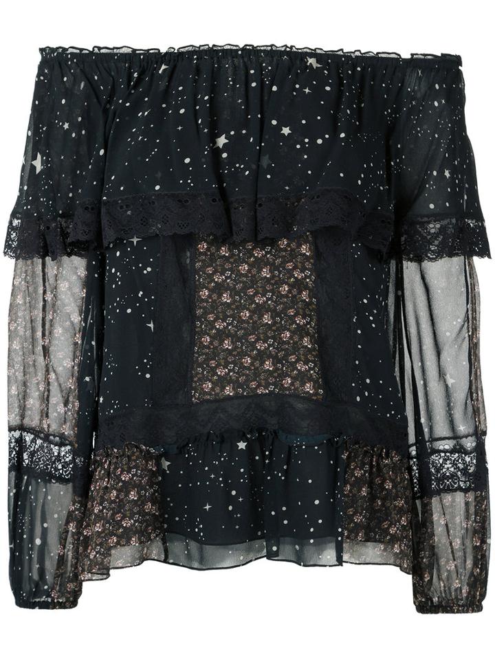 Talie Nk Silk Printed Blouse, Women's, Size: 36, Black, Silk