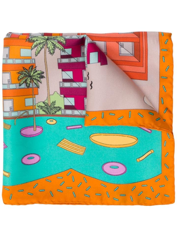 Cha Val Milano Palm Spring Printed Scarf - Orange