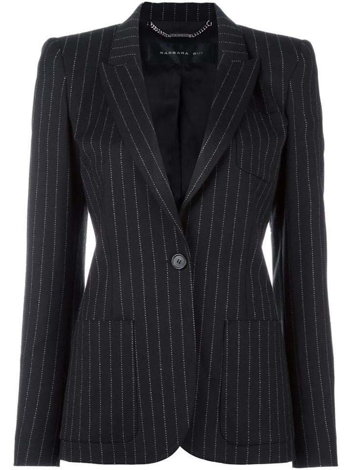 Barbara Bui Striped Blazer, Women's, Size: 36, Black, Spandex/elastane/viscose/wool