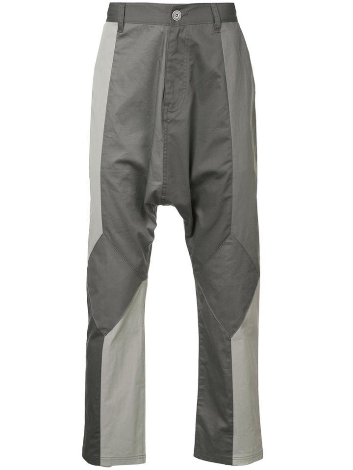 Mostly Heard Rarely Seen Mixed Media Dropped Crotch Trousers - Grey