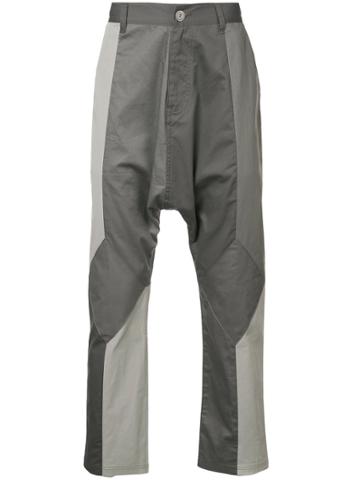 Mostly Heard Rarely Seen Mixed Media Dropped Crotch Trousers - Grey