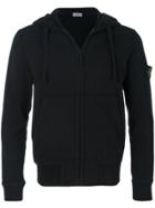 Stone Island Zipped Hoodie - Black