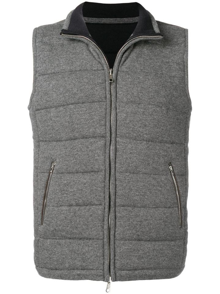 N.peal Quilted Zipped Gilet - Grey