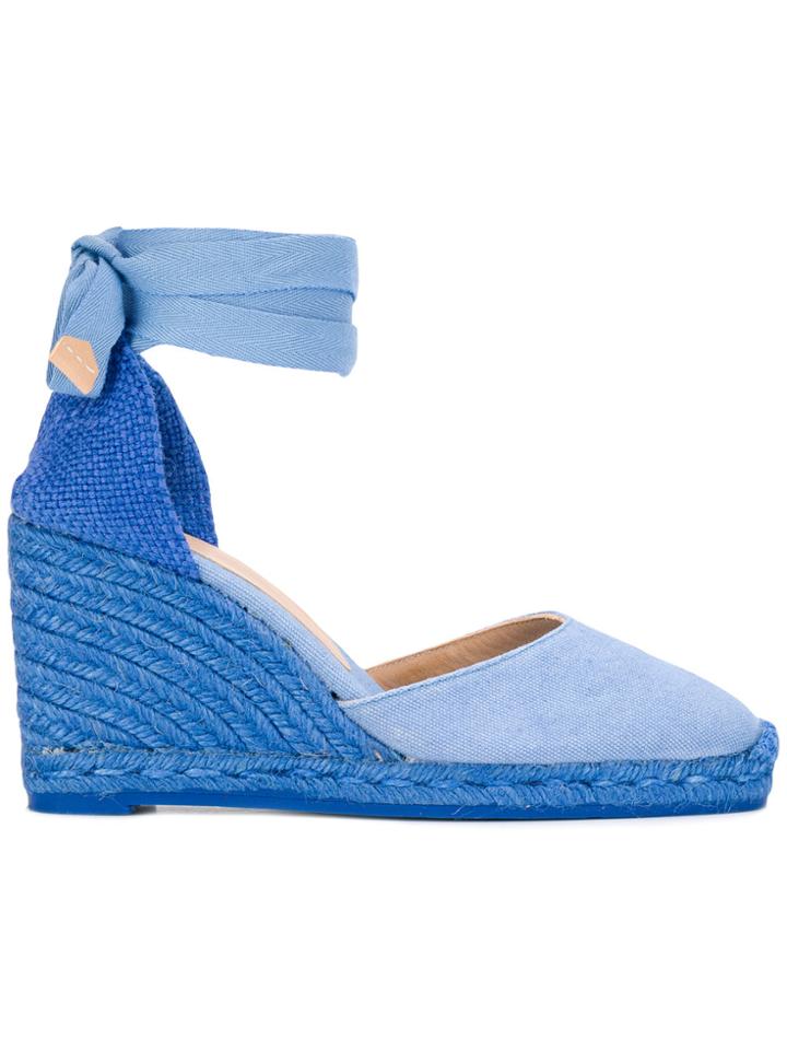 Castañer Ankle Tie Wedge Carina Espadrilles - Blue