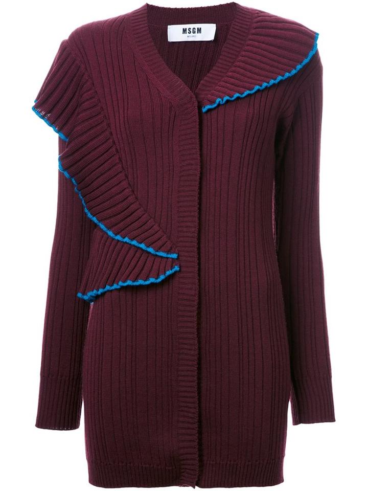 Msgm Oversized Ribbed Cardigan, Women's, Size: Large, Red, Wool
