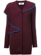 Msgm Oversized Ribbed Cardigan, Women's, Size: Large, Red, Wool