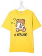 Moschino Kids Teen Teddy Toy Print T-shirt - Yellow