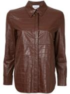Nanushka Crocodile Embossed Faux Leather Shirt - Brown