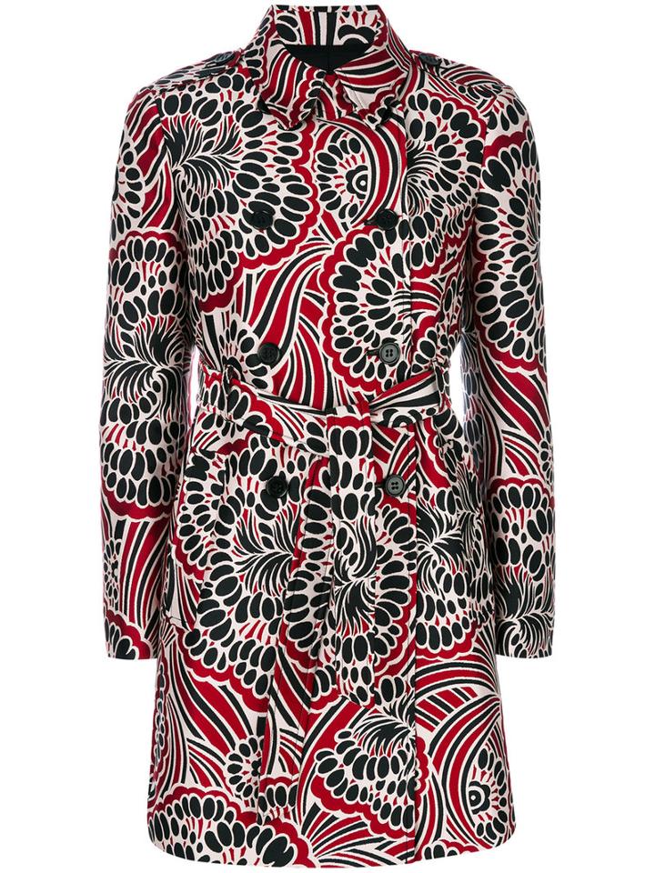 Red Valentino - Floral Print Coat - Women - Polyester/acetate - 40, Black, Polyester/acetate